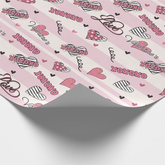 Gemusterter XOXO Valentinstag Geschenkpapier (Ecke)