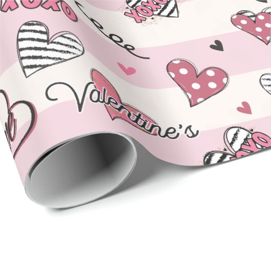 Gemusterter XOXO Valentinstag Geschenkpapier (Rolleneckpunkt)