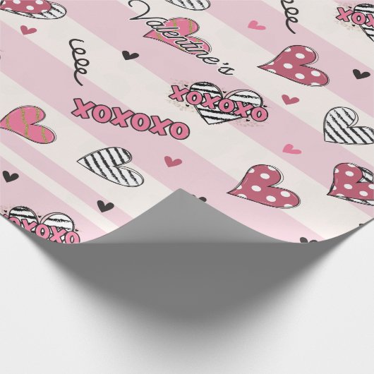 Gemusterter XOXO Valentinstag Geschenkpapier (Ecke)