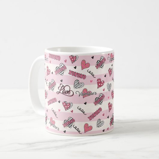 Gemusterter XOXO Valentinstag Kaffeetasse (Vorderseite Links)
