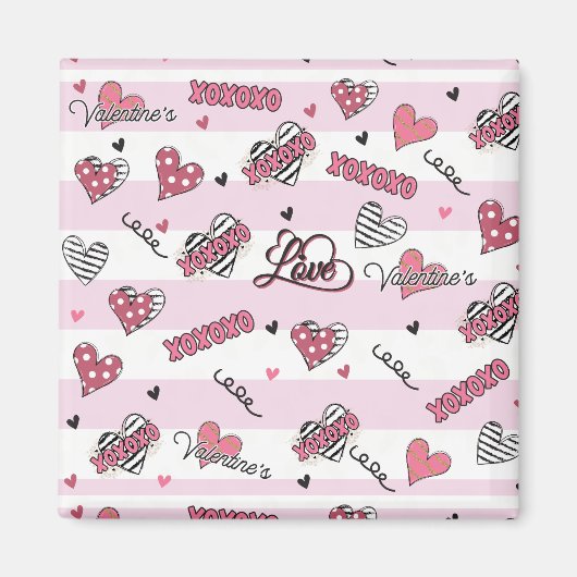 Gemusterter XOXO Valentinstag Magnet (Vorne)