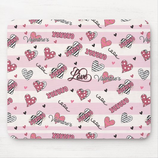 Gemusterter XOXO Valentinstag Mousepad (Vorne)