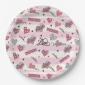 Gemusterter XOXO Valentinstag Pappteller (Vorderseite)