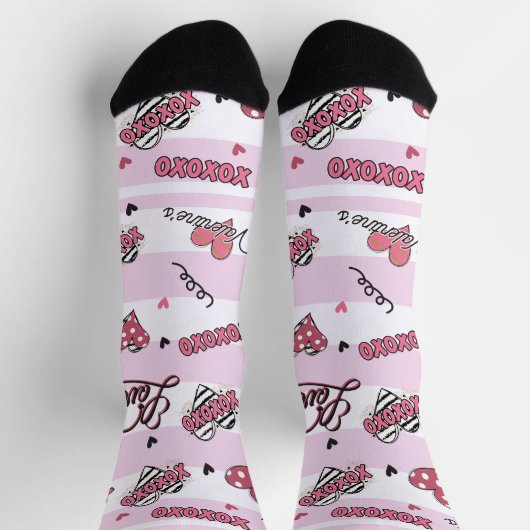 Gemusterter XOXO Valentinstag Socken (Oben)