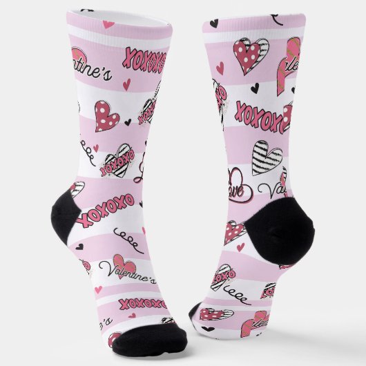 Gemusterter XOXO Valentinstag Socken (Gewinkelt)