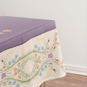 Gemustertes Blatt mit Floral Lila Tischdecke