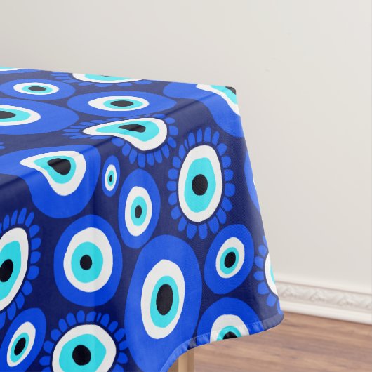 Gemustertes blaues Evil Lucky Charm Tischdecke (Beispiel)