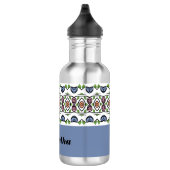 Gemustertes blaues Pfirsich und rosa Edelstahlflasche (Rechts)