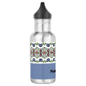 Gemustertes blaues Pfirsich und rosa Edelstahlflasche (Links)