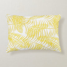 Gemustertes botanisches Gelb und weißes Palmenblat