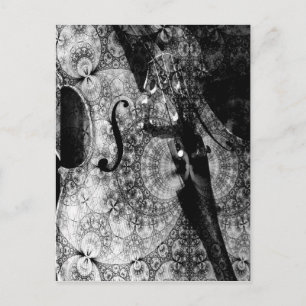 Gemustertes Cello abstrakt in Schwarz/Weiß Postkarte
