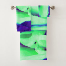 Gemustertes Design der Marineblau und cremefarben Badhandtuch Set