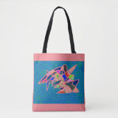 Gemustertes Design der rosa und blauen Kunst Tasche (Vorderseite)
