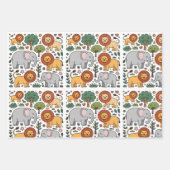 Gemustertes Design mit Elefanten und Löwen. Geschenkpapier Set (Vorderseite 3)
