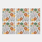 Gemustertes Design mit Elefanten und Löwen. Geschenkpapier Set (Vorderseite 2)