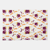 Gemustertes Design mit lila Katzen, gelben Fischen Geschirrtuch (Horizontal)