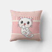 Gemustertes Dusty Pink mit Niedlichem Kitten Kissen (Rückseite)