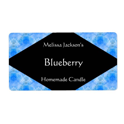 Gemustertes Etikett für blaue Seife oder Kerze (Vorne)