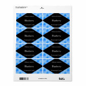 Gemustertes Etikett für blaue Seife oder Kerze (Vorne)