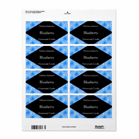 Gemustertes Etikett für blaue Seife oder Kerze (Vorne)