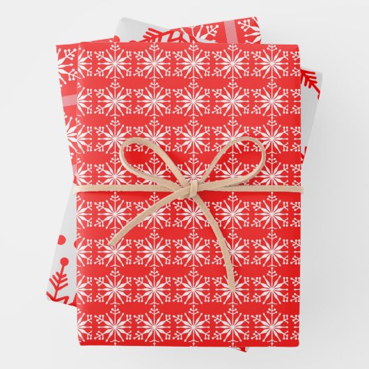 Gemustertes festes Snowflake Sortiment. Geschenkpapier Set (Beispiel)
