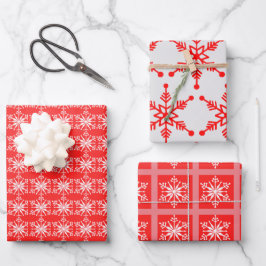 Gemustertes festes Snowflake Sortiment. Geschenkpapier Set