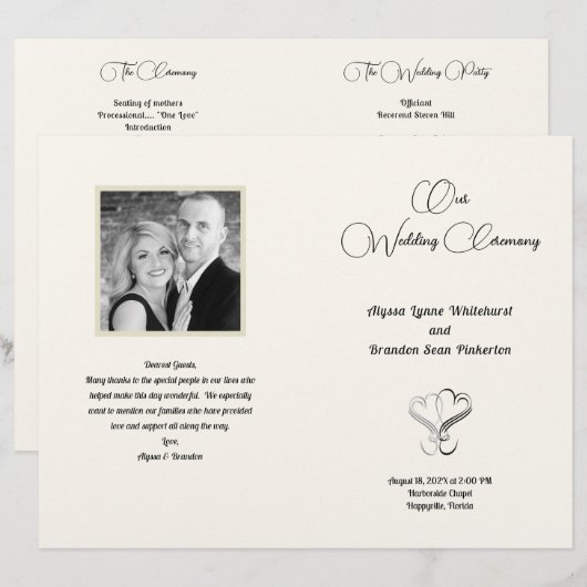 Gemustertes Foto-Hochzeitsprogramm (Vorne/Hinten)