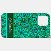 Gemustertes Grün Case-Mate iPhone Hülle (Rückseite (Horizontal))