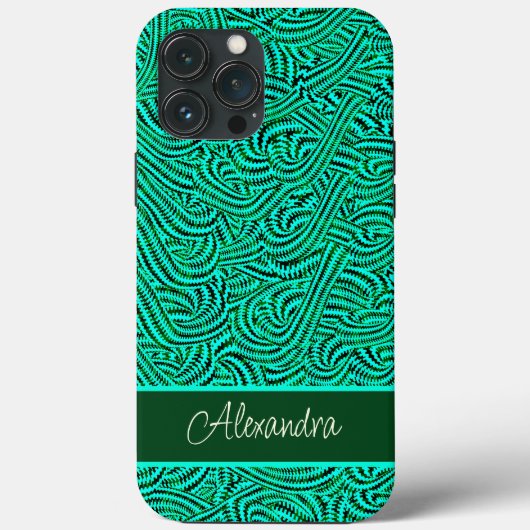 Gemustertes Grün Case-Mate iPhone Hülle (Rückseite)