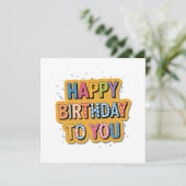 Gemustertes Happy Birthday Einladung (Stehend Vorderseite)