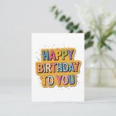 Gemustertes Happy Birthday Einladung (Stehend Vorderseite)