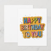 Gemustertes Happy Birthday Einladung (Vorne/Hinten)
