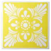 Gemustertes, hellgelbes und weißes Mittelmeer Fliese (Vorderseite)