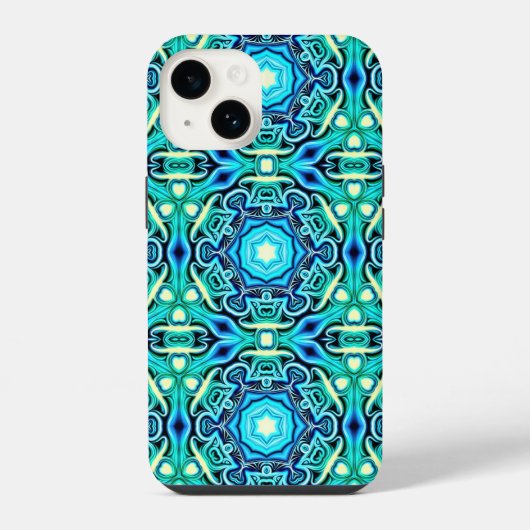 Gemustertes iPhone/iPad-Gehäuse blau und grün iPhone Hülle (Rückseite)