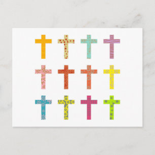 Gemustertes Kreuz Postkarte