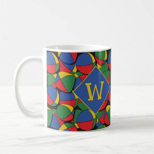 Gemustertes Monogramm des Circus Juggling Artist Kaffeetasse (Links)
