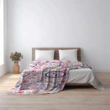 Gemustertes Monogramm Rosa und Blau Paris