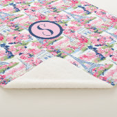 Gemustertes Monogramm Rosa und Blau Paris Sherpadecke (3/4)