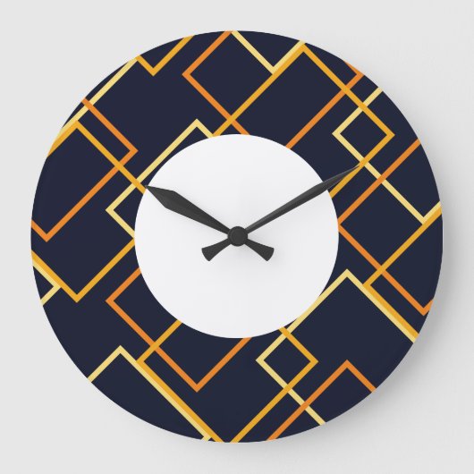 Gemustertes Neuralorange Große Wanduhr (Vorderseite)