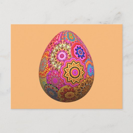 Gemustertes Osterei Feiertagspostkarte (Vorderseite)