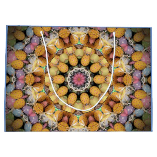 Gemustertes Ostereier Mandala Grosses Große Geschenktüte (Rückseite)