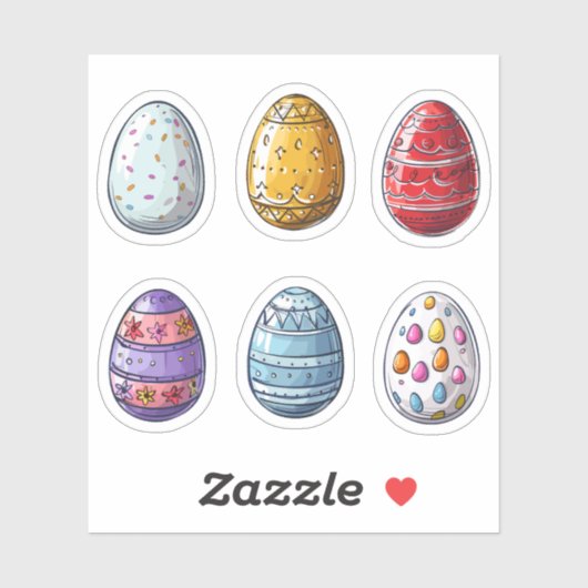 Gemustertes Ostereier-Set Aufkleber (Blatt)