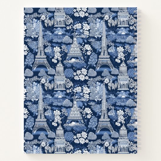 Gemustertes Pariser Blautoilette Notizblock (Rückseite)