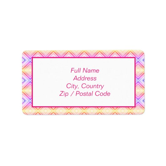 Gemustertes Rosa und Gelbe Adressenkennzeichnung Adressaufkleber (Vorne)