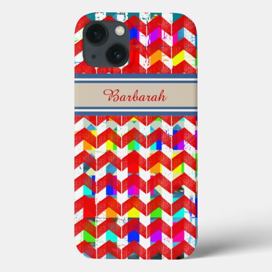 gemustertes rot-Zickzack personalisiertes Case-Mate iPhone Hülle (Rückseite)