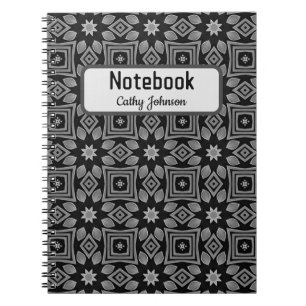 Gemustertes Schwarz-Grau-Notebook Notizblock