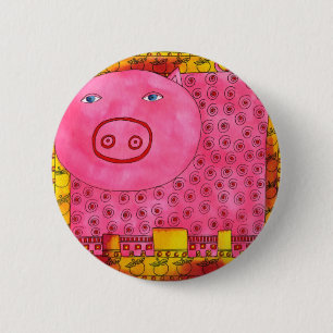 Gemustertes Schwein Button