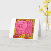 Gemustertes Schwein Karte (Gelbe Blume)
