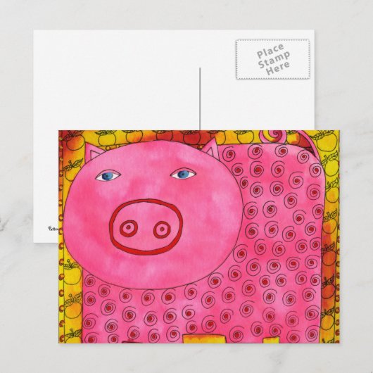 Gemustertes Schwein Postkarte (Vorne/Hinten)