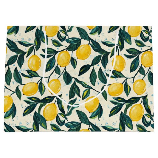 Gemustertes SpiralNotebook aus hellgelber Lemon Große Geschenktüte (Vorderseite)
